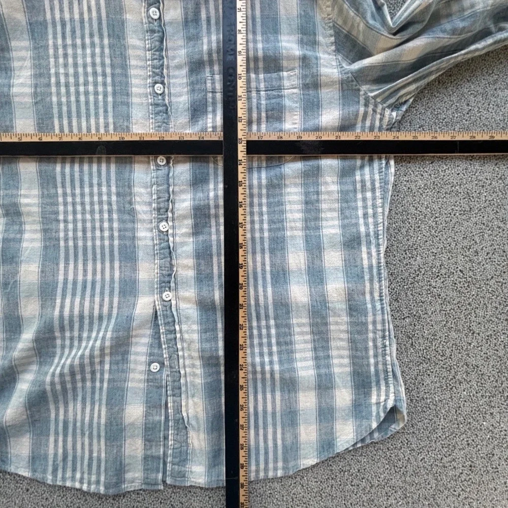 J. Crew Plaid VTG Button Down XL Blue Soft Cotton Long Sleeve Preppy Mauritius